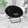Flash Furniture Gwen Oversize Folding Saucer Chair – Blush Faux Fur Moon Chair – Soft Gold Metal Frame – 38″ Portable Folding Chair – for Dorm and Bedroom(Black/Black)