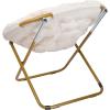 Flash Furniture Gwen Oversize Folding Saucer Chair – Blush Faux Fur Moon Chair – Soft Gold Metal Frame – 38″ Portable Folding Chair – for Dorm and Bedroom(Ivory/Soft Gold)