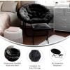 Flash Furniture Gwen Oversize Folding Saucer Chair – Blush Faux Fur Moon Chair – Soft Gold Metal Frame – 38″ Portable Folding Chair – for Dorm and Bedroom(Black Fabric/Black Frame)
