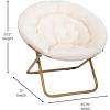 Flash Furniture Gwen Oversize Folding Saucer Chair – Blush Faux Fur Moon Chair – Soft Gold Metal Frame – 38″ Portable Folding Chair – for Dorm and Bedroom(Ivory Faux Shearling Fabric/Soft Gold Frame)