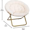 Flash Furniture Gwen Oversize Folding Saucer Chair – Blush Faux Fur Moon Chair – Soft Gold Metal Frame – 38″ Portable Folding Chair – for Dorm and Bedroom(Ivory/Soft Gold)