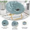 Flash Furniture Gwen Oversize Folding Saucer Chair – Blush Faux Fur Moon Chair – Soft Gold Metal Frame – 38″ Portable Folding Chair – for Dorm and Bedroom(Dusty Aqua/Soft Gold)