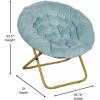 Flash Furniture Gwen Oversize Folding Saucer Chair – Blush Faux Fur Moon Chair – Soft Gold Metal Frame – 38″ Portable Folding Chair – for Dorm and Bedroom(Dusty Aqua/Soft Gold)