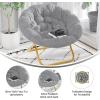 Flash Furniture Gwen Oversize Folding Saucer Chair – Blush Faux Fur Moon Chair – Soft Gold Metal Frame – 38″ Portable Folding Chair – for Dorm and Bedroom(Gray/Soft Gold)