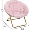 Flash Furniture Gwen Oversize Folding Saucer Chair – Blush Faux Fur Moon Chair – Soft Gold Metal Frame – 38″ Portable Folding Chair – for Dorm and Bedroom(Blush/Soft Gold)