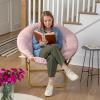 Flash Furniture Gwen Oversize Folding Saucer Chair – Blush Faux Fur Moon Chair – Soft Gold Metal Frame – 38″ Portable Folding Chair – for Dorm and Bedroom(Blush/Soft Gold)