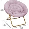 Flash Furniture Gwen Oversize Folding Saucer Chair – Blush Faux Fur Moon Chair – Soft Gold Metal Frame – 38″ Portable Folding Chair – for Dorm and Bedroom(Dusty Purple Fabric/ Soft Gold)