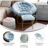 Flash Furniture Gwen Oversize Folding Saucer Chair – Blush Faux Fur Moon Chair – Soft Gold Metal Frame – 38″ Portable Folding Chair – for Dorm and Bedroom(Aqua Fabric/Soft Gold Frame)
