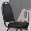 Flash Furniture HERCULES Commercial Grade 500 LB. Capacity Dome Back Stack Chair – Black Vinyl Upholstery – Black Metal Frame – Built-In Handle(Black Vinyl/Black Frame)