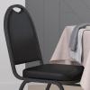 Flash Furniture HERCULES Commercial Grade 500 LB. Capacity Dome Back Stack Chair – Black Vinyl Upholstery – Black Metal Frame – Built-In Handle(Black Vinyl/Silver Vein Frame)