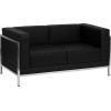 Flash Furniture HERCULES Imagination Series Contemporary White LeatherSoft Loveseat with Encasing Frame(Black)