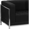 Flash Furniture HERCULES Imagination Series Contemporary White LeatherSoft Loveseat with Encasing Frame(Black)