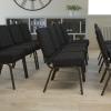 Flash Furniture HERCULES Series 21”W Stacking Church Chair in Black Dot Patterned Fabric – Gold Vein Frame(Black Dot Patterned Fabric/Gold Vein Frame)