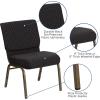 Flash Furniture HERCULES Series 21”W Stacking Church Chair in Black Dot Patterned Fabric – Gold Vein Frame(Black Dot Patterned Fabric/Gold Vein Frame)