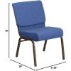 Flash Furniture HERCULES Series 21”W Stacking Church Chair in Black Dot Patterned Fabric – Gold Vein Frame(Blue Fabric/Gold Vein Frame)