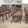 Flash Furniture HERCULES Series 21”W Stacking Church Chair in Black Dot Patterned Fabric – Gold Vein Frame(Brown Dot Fabric/Gold Vein Frame)