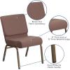Flash Furniture HERCULES Series 21”W Stacking Church Chair in Black Dot Patterned Fabric – Gold Vein Frame(Brown Dot Fabric/Gold Vein Frame)