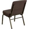 Flash Furniture HERCULES Series 21”W Stacking Church Chair in Black Dot Patterned Fabric – Gold Vein Frame(Brown Fabric/Gold Vein Frame)