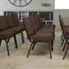 Flash Furniture HERCULES Series 21”W Stacking Church Chair in Black Dot Patterned Fabric – Gold Vein Frame(Brown Fabric/Gold Vein Frame)