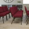 Flash Furniture HERCULES Series 21”W Stacking Church Chair in Black Dot Patterned Fabric – Gold Vein Frame(Burgundy Fabric/Gold Vein Frame)