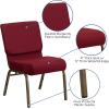 Flash Furniture HERCULES Series 21”W Stacking Church Chair in Black Dot Patterned Fabric – Gold Vein Frame(Burgundy Fabric/Gold Vein Frame)