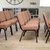 Flash Furniture HERCULES Series 21”W Stacking Church Chair in Black Dot Patterned Fabric – Gold Vein Frame(Caramel Fabric/Copper Vein Frame)