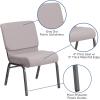 Flash Furniture HERCULES Series 21”W Stacking Church Chair in Black Dot Patterned Fabric – Gold Vein Frame(Gray Dot Fabric/Silver Vein Frame)