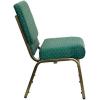 Flash Furniture HERCULES Series 21”W Stacking Church Chair in Black Dot Patterned Fabric – Gold Vein Frame(Hunter Green Dot Patterned Fabric/Gold Vein Frame)