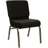 Flash Furniture HERCULES Series 21”W Stacking Church Chair in Black Dot Patterned Fabric – Gold Vein Frame(Hunter Green Dot Patterned Fabric/Gold Vein Frame)