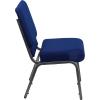 Flash Furniture HERCULES Series 21”W Stacking Church Chair in Black Dot Patterned Fabric – Gold Vein Frame(Navy Blue Fabric/Silver Vein Frame)