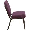 Flash Furniture HERCULES Series 21”W Stacking Church Chair in Black Dot Patterned Fabric – Gold Vein Frame(Plum Fabric/Gold Vein Frame)