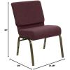 Flash Furniture HERCULES Series 21”W Stacking Church Chair in Black Dot Patterned Fabric – Gold Vein Frame(Plum Fabric/Gold Vein Frame)