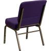 Flash Furniture HERCULES Series 21”W Stacking Church Chair in Black Dot Patterned Fabric – Gold Vein Frame(Royal Purple Fabric/Gold Vein Frame)