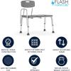 Flash Furniture HERCULES Series 300 Lb. Capacity Adjustable Gray Bath & Shower Transfer Bench with Back and Side Arm(Grey)