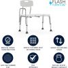 Flash Furniture HERCULES Series 300 Lb. Capacity Adjustable Gray Bath & Shower Transfer Bench with Back and Side Arm(White)
