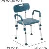 Flash Furniture HERCULES Series 300 Lb. Capacity Adjustable White Bath & Shower Chair with Quick Release Back & Arms(Navy)