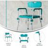 Flash Furniture HERCULES Series 300 Lb. Capacity Adjustable White Bath & Shower Chair with Quick Release Back & Arms(Teal)
