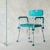 Flash Furniture HERCULES Series 300 Lb. Capacity Adjustable White Bath & Shower Chair with Quick Release Back & Arms(Teal)