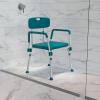 Flash Furniture HERCULES Series 300 Lb. Capacity Adjustable White Bath & Shower Chair with Quick Release Back & Arms(Teal)