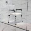 Flash Furniture HERCULES Series 300 Lb. Capacity Adjustable White Bath & Shower Chair with Quick Release Back & Arms(White)