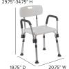 Flash Furniture HERCULES Series 300 Lb. Capacity Adjustable White Bath & Shower Chair with Quick Release Back & Arms(White)