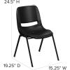 Flash Furniture HERCULES Series 440 lb. Capacity Kid’s Black Ergonomic Shell Stack Chair with Black Frame and 14″ Seat Height(Black Plastic/Black Frame)