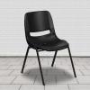 Flash Furniture HERCULES Series 440 lb. Capacity Kid’s Black Ergonomic Shell Stack Chair with Black Frame and 14″ Seat Height(Black Plastic/Black Frame)