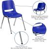 Flash Furniture HERCULES Series 440 lb. Capacity Kid’s Black Ergonomic Shell Stack Chair with Black Frame and 14″ Seat Height(Navy Plastic/Chrome Frame)