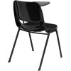 Flash Furniture HERCULES Series 661 lb. Capacity Black Ergonomic Shell Stack Chair with Black Frame and 16” Seat Height(Black Padded)
