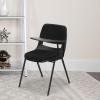 Flash Furniture HERCULES Series 661 lb. Capacity Black Ergonomic Shell Stack Chair with Black Frame and 16” Seat Height(Black Padded)