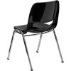 Flash Furniture HERCULES Series 661 lb. Capacity Black Ergonomic Shell Stack Chair with Black Frame and 16” Seat Height(Black Plastic/Chrome Frame)