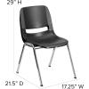 Flash Furniture HERCULES Series 661 lb. Capacity Black Ergonomic Shell Stack Chair with Black Frame and 16” Seat Height(Black Plastic/Chrome Frame)