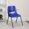 Flash Furniture HERCULES Series 661 lb. Capacity Black Ergonomic Shell Stack Chair with Black Frame and 16” Seat Height(Blue)