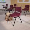 Flash Furniture HERCULES Series 661 lb. Capacity Black Ergonomic Shell Stack Chair with Black Frame and 16” Seat Height(Burgundy)